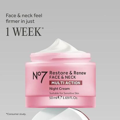 No7 Restore & Renew Face & Neck Night Cream 50ml | Anti-Aging Skincare